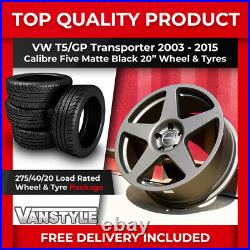 For Vw T5 Transporter Calibre Fives Matte Black 20 Load Rated Tyres Alloy Wheel