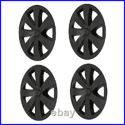GSA 4pcs 19in Wheel Hub Cap Matte Black Sporty Cool Style Replacement For