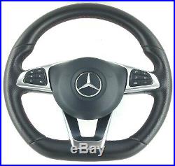 Genuine Mercedes AMG red stitched steering wheel with airbag. A B Class etc. 1A