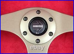 Genuine Momo Eagle black leather 350mm steering wheel with anthracite spokes