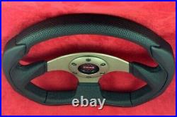Genuine Momo Eagle black leather 350mm steering wheel with anthracite spokes
