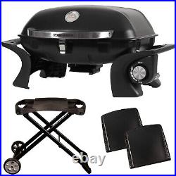 George Foreman Gas BBQ Black Stainless Steel Portable with Trolley GFSBBQ1TR