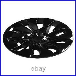 (Glossy Black)4 Pcs Wheel Hub Full Rim Cover 18in Automobile Hubcap Matte Black