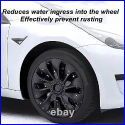 (Glossy Black)4 Pcs Wheel Hub Full Rim Cover 18in Automobile Hubcap Matte Black
