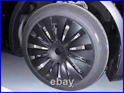 High Quality! 4 x Model Y 19 Matte Black Wheel Cover Rim HubCap With Logo UK