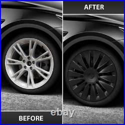 High Quality! 4 x Model Y 19 Matte Black Wheel Cover Rim HubCap With Logo UK