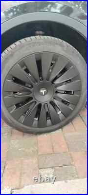 High Quality! 4 x Model Y 19 Matte Black Wheel Cover Rim HubCap With Logo UK