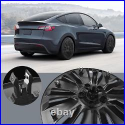 High Quality! 4 x Model Y 19 Matte Black Wheel Cover Rim HubCap With Logo UK