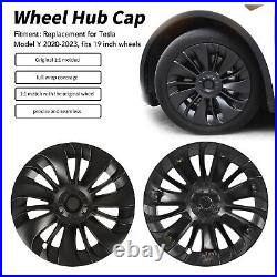 Hot 4PCS 19in Wheel Hub Cap Matte Black Cool Sporty Wheel Rim Cover Replacement