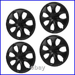 Hot 4PCS 19in Wheel Hubcap Matte Black Petal Style Reduce Wind Resistance Replac