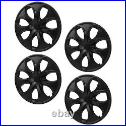 Hot 4PCS 19in Wheel Hubcap Matte Black Petal Style Reduce Wind Resistance Replac