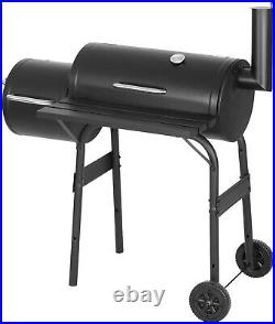 Large Charcoal BBQ Barrel Grill Garden Barbecue Patio Smoker Portable Wheels UK