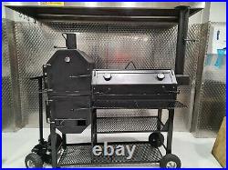 Large Charcoal BBQ Offset Smoker by Meat City Smokers. Mobile on Offroad Wheels
