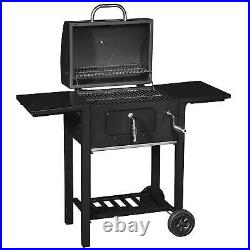 Large Charcoal Trolley Grill BBQ Wheels Ashtray Garden Outdoor Portable Black