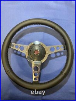 MGB 14 Luxury Black Leather Flat Steering Wheel & Bos Kit 056 1976 81