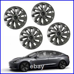 Matte Black 18 4Pcs Wheel Covers Snap On Full Hub Caps For Tesla Model 3 17-23