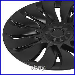 (Matte Black)4PCS Symmetrical Style Cool Sporty 19in Wheel Hub Cap Replacement