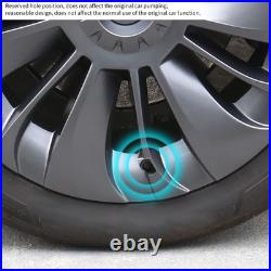 Matte Black 4Pcs 19in Wheel Hub Cover Low Wind Resistance Protective For Model