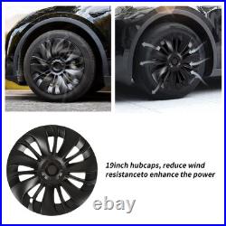 Matte Black 4Pcs 19in Wheel Hub Cover Low Wind Resistance Protective For Model