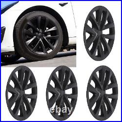 (Matte Black)4Pcs Hubcap Wheel Covers 18in Model S Plaid Style Full