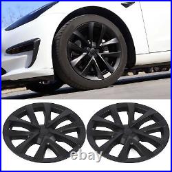 (Matte Black)4Pcs Hubcap Wheel Covers 18in Model S Plaid Style Full