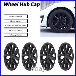 (Matte Black)4Pcs Hubcap Wheel Covers 18in Model S Plaid Style Full