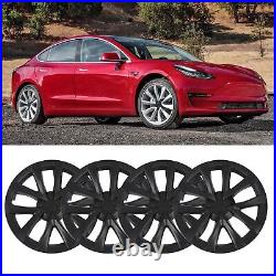 (Matte Black)4Pcs Hubcap Wheel Covers 18in Model S Plaid Style Full