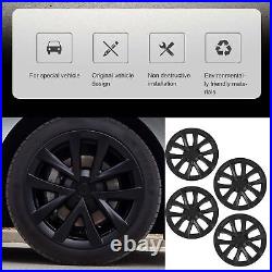 (Matte Black)4Pcs Hubcap Wheel Covers 18in Model S Plaid Style Full