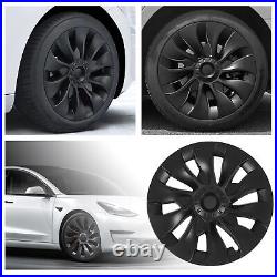 Matte Black 4pcs 18in Wheel Hub Cover Symmetrical Fully Wrap Hubcap Rim Protecto