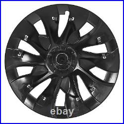 Matte Black 4pcs 18in Wheel Hub Cover Symmetrical Fully Wrap Hubcap Rim Protecto