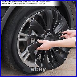 Matte Black 4pcs 19 Inch Hubcap Symmetrical Wheel Hub Cover For Model Y