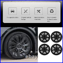 Matte Black 4pcs 19 Inch Hubcap Symmetrical Wheel Hub Cover For Model Y