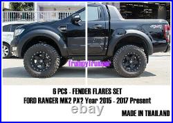 Matte Black Fender Flares Wheel Arch For Ford Ranger Xlt Xls Wildtrak 2015-2019