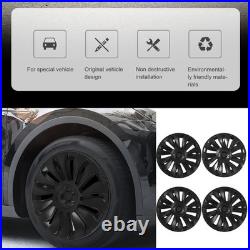 (Matte Black)Wheel Hub Cap Fully Wrapped Matte Finish 4 Pack Anti-Scratch Wheel
