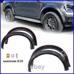 Matte Black Wide Wheel Arches Fender Flares Kit For Ford Ranger 2023+ Double Cab