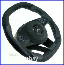 Mercedes custom steering wheel thicker square top flat bottom Alcantara COMPLETE