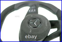 Mercedes custom steering wheel thicker square top flat bottom Alcantara COMPLETE