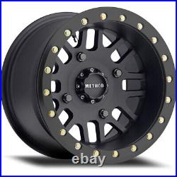 Method MR406 15x8 ET 0 4x136 HB 106 Matte Black with a Real Beadlock Wheel/Rim