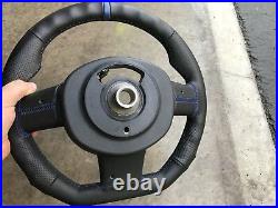 Mini Cooper Custom Steering Wheel R55 R56 R57 R58 R59 Flat Bottom Leather Blue