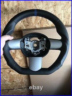 Mini Cooper Custom Steering Wheel R55 R56 R57 R58 R59 Flat Bottom Leather Blue