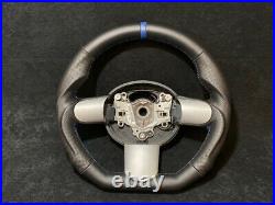 Mini Cooper Custom Steering Wheel R55 R56 R57 R58 R59 Flat Bottom Leather Blue
