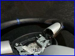 Mini Cooper Custom Steering Wheel R55 R56 R57 R58 R59 Flat Bottom Leather Blue