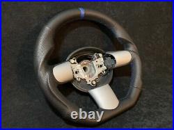 Mini Cooper Custom Steering Wheel R55 R56 R57 R58 R59 Flat Bottom Leather Blue