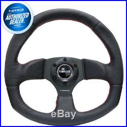 NEW NRG Steering Wheel 320mm Flat Bottom Black Leather Red Stitching RST-009R-RS