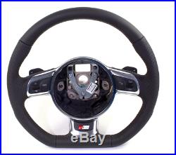 NEW OEM Audi A3 TT Black Leather S Line Paddle Shift Flat Bottom Steering Wheel