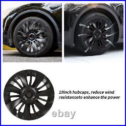 New 4PCS 19in Wheel Hub Cap Matte Black Cool Sporty Wheel Rim Cover For Model Y