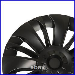 New 4PCS 19in Wheel Hub Cap Matte Black Cool Sporty Wheel Rim Cover Replacement