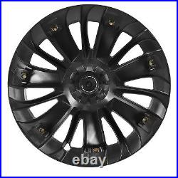 New 4PCS 19in Wheel Hub Cap Matte Black Cool Sporty Wheel Rim Cover Replacement