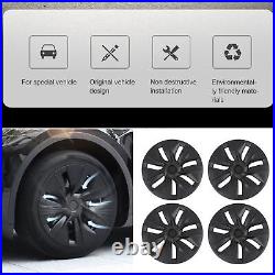 New 4pcs 19in Wheel Hub Cover Matte Black Anti Scratch Cool For Model Y 2020 To