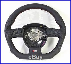 New OEM Audi Steering Wheel Flat Bottom Black Leather Red S Line B7 A4 TT S4 RS4